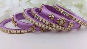 6 Bangles.. Kundan Silk Thread ...New