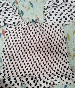 Polka Dot Smocked Crop Top