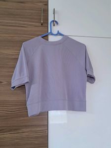 Lavender Cropped Short Sleeve Sweatshirt