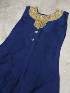 Embellished Navy Blue Kurta