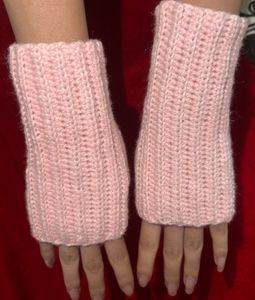 Pink Knitted Wrist Warmers