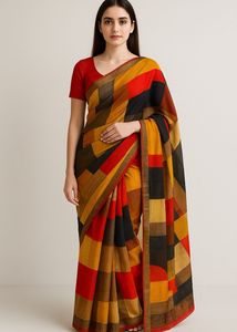 Colorful Block Print Saree