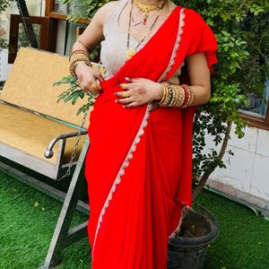Beautiful Saree With Golden Border