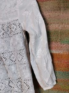 White Embroidered Eyelet Top