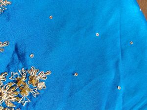 Blue Satin Saree 💙