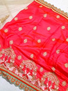 Designerhalf And Half Net Saree.with Blouse