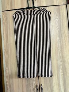 Striped Pencil Skirt (Beige And Black)