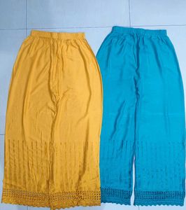 Embroidered Cotton Straight Pants (Set of 2)