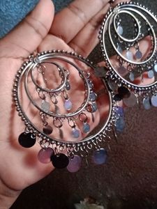 Big Black Earing Nd Silver Colourful Jhumka ❤️🌼