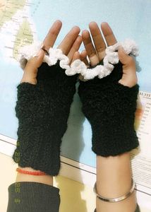Ruffled Crochet Fingerless Gloves