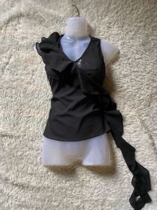 Y2K Black Ruffle Top