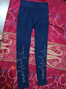 Embellished Denim Leggings
