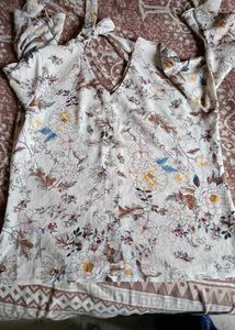 Floral Print Open Shoulder Top