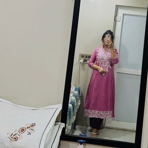 Pure Lakhnavi Embroidered A Line Kurti