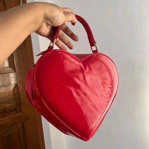 Red Heart Shaped Cross-body Bag