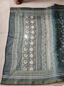 Teal Floral Print Saree✅