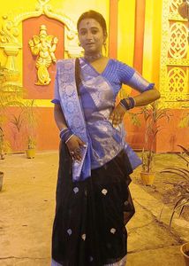 Elegant Black &amp; Blue Saree
