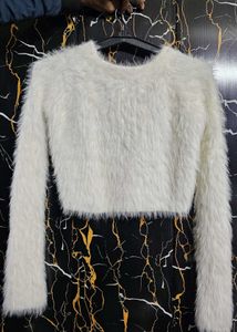 Off White Woolen Crop top