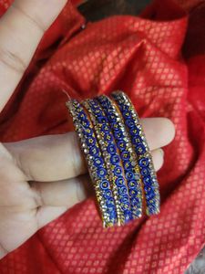 Blue &amp; Gold Bangles (Set of 4)