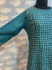 Hand Cut Work Desi Tussar Silk Kurta with Astar W