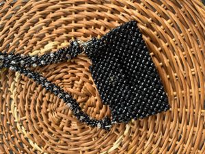 Black Beaded Shoulder Bag