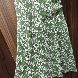 Green Floral Print Wrap Dress