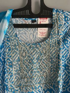 Blue Printed Kurta Set