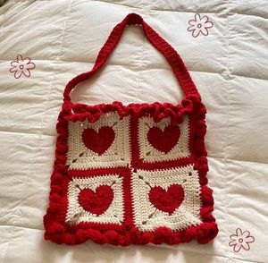Crochet Heart Tote Bag