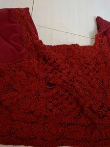 Maroon Embroidered Top