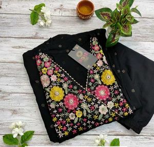 Embroidered Black Kurta with pants