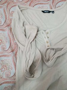 Ribbed Button-Front Top