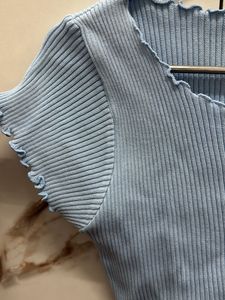 Cute Light Blue Ribbed Top