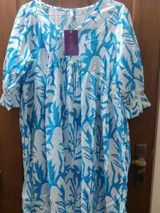 Blue & White Printed Dress