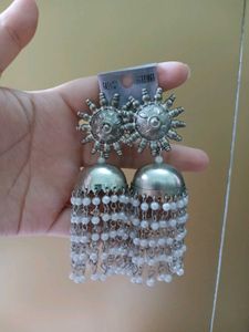 Silver Jhumka Earrings