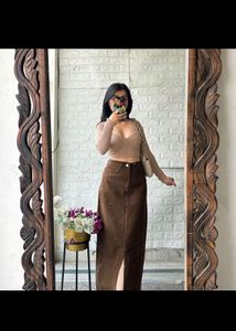 BROWN DENIM SKIRT