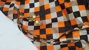 Orange and Black Checkered Skirt