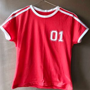 Red &amp; White Number Tee