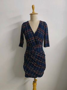 Stylish Plaid Wrap Mini Dress