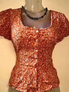 Vintage Florals Orange Top❤️