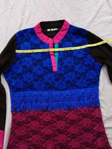 woolen multi Colorful Lace Kurti