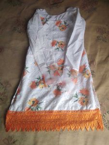 Pink Chikan Kurti with Bell Sleeves