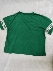 Green T-Shirt with &#34;EASY PEASY&#34; Sleeve