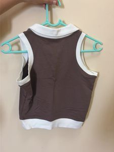 Studiofit Brown Polo Top