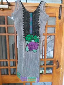 Elegant Black &amp; Gray Kurta With Legging And Dupatt