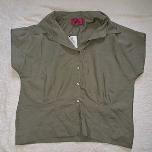 Olive Green Button-Down Top