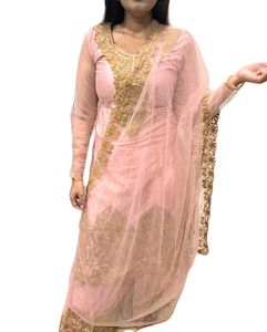 Elegant Pink &amp; Gold Kurta Sharara With Dupatta