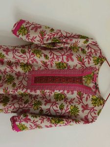Floral Pink Kurta+Pants Set