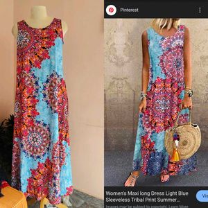 Boho Print Sleeveless Maxi Dress