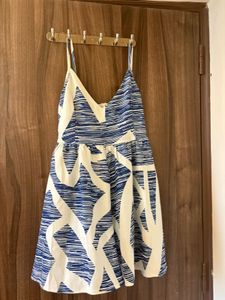 Blue & White Print Dress
