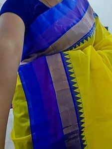 Elegant Yellow & Blue Saree